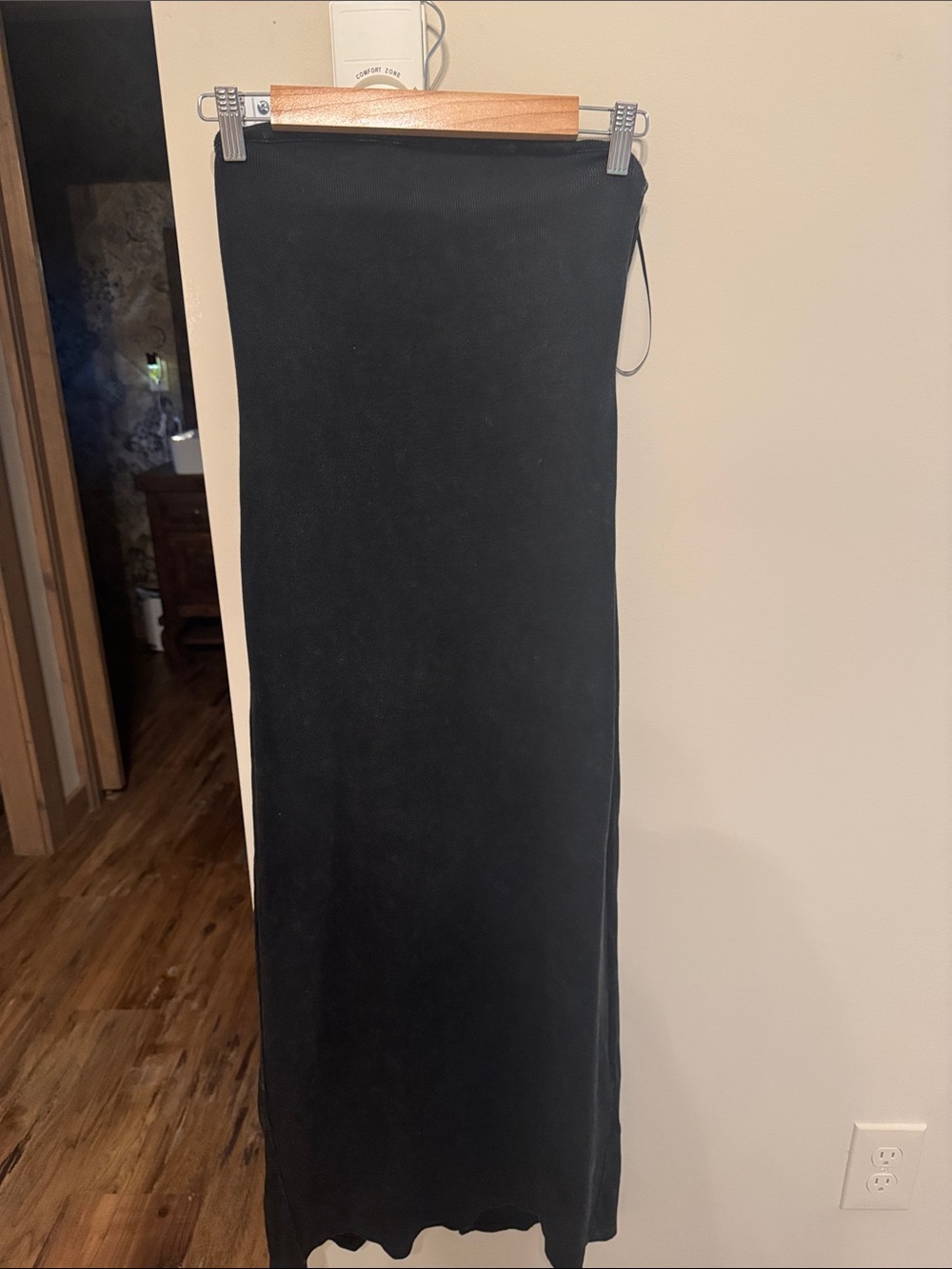 Distressed black strapless dress- Women